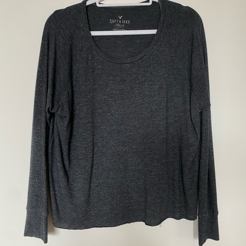 American Eagle Soft & Sexy Plush Sweater- Gray M